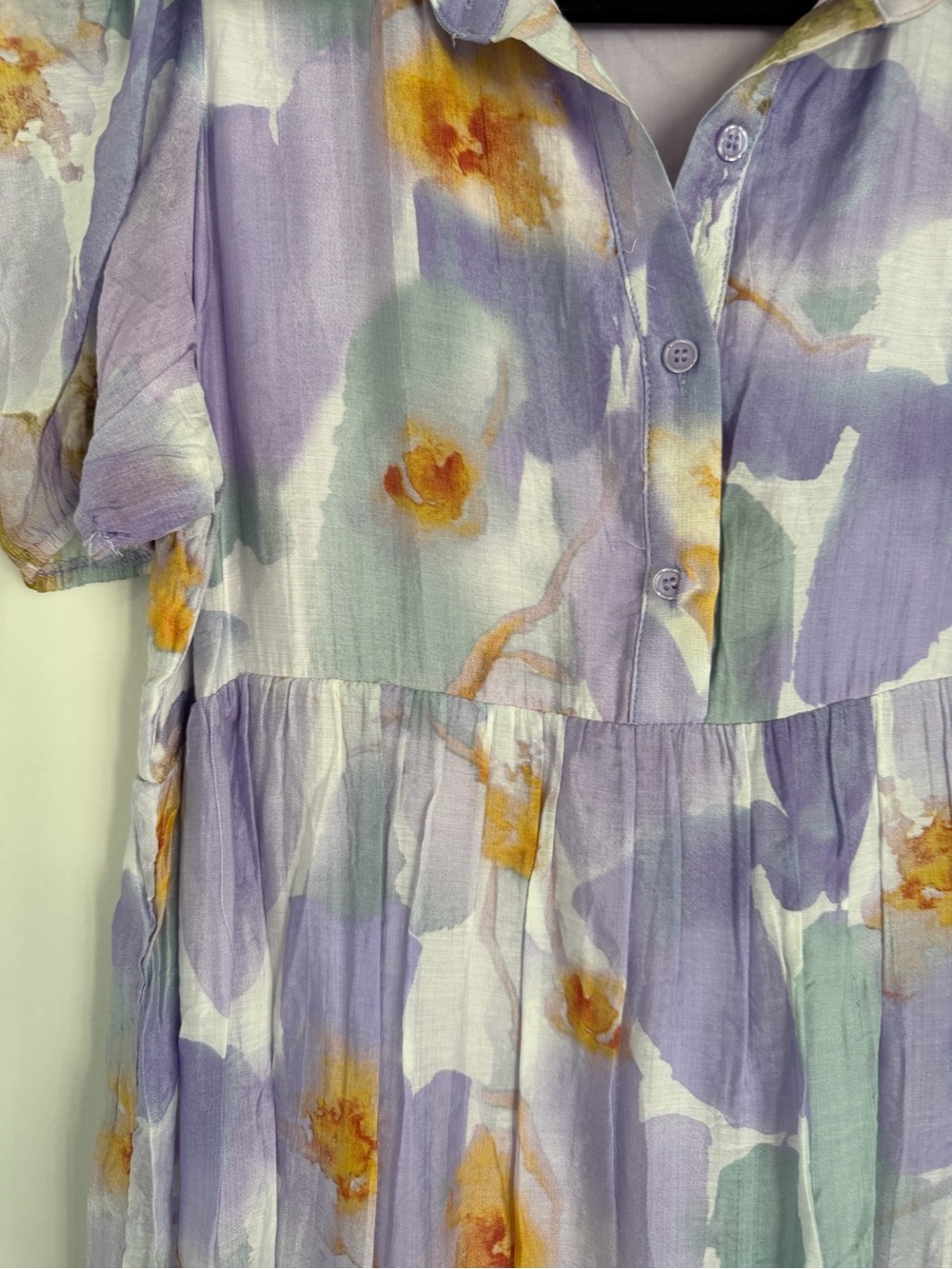TCEC Lavender Floral Button-Front Tiered Maxi Dress NWT - Picture 3 of 5